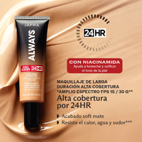 JAFRA Always 24HR Maquillaje de Larga Duración Alta Cobertura *Amplio Espectro FPS 15 / Tono 110 / 30 g