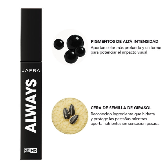 Jafra Always Máscara Para Pestañas a Prueba de Agua Black 8 g